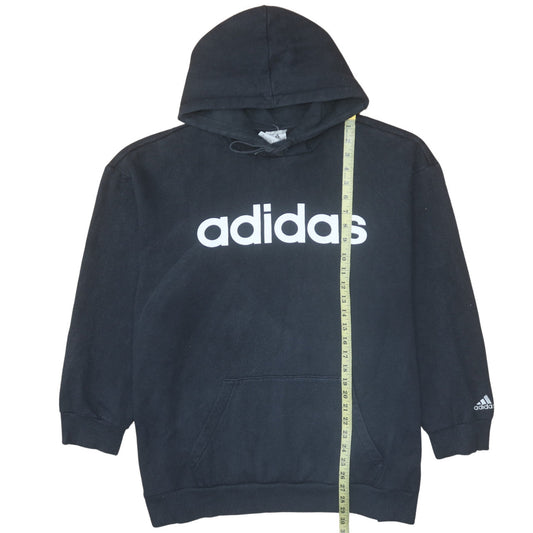 Adidas Womens Black 2XL Pullover Hoodie with Logo Print