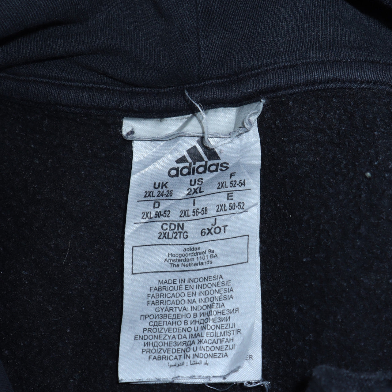 Adidas Womens Black 2XL Pullover Hoodie with Logo Print