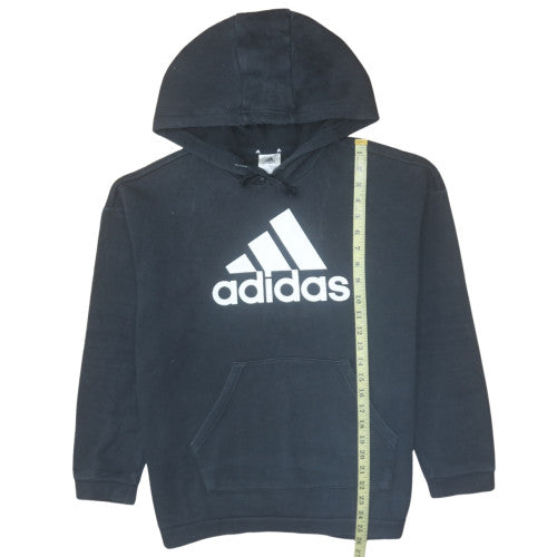 Adidas Womens Black Pullover Hoodie Size M Logo Print Cotton Blend