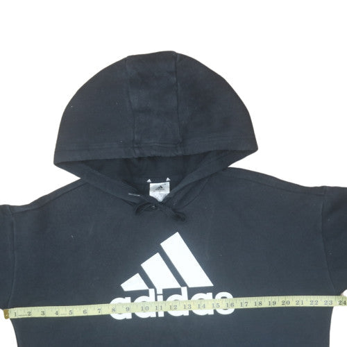 Adidas Womens Black Pullover Hoodie Size M Logo Print Cotton Blend