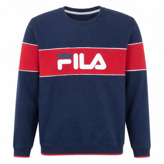Fila Mens Blue Red Logo Crew Neck Pullover Sweatshirt L