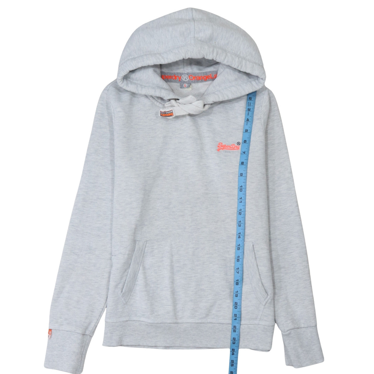 Superdry Womens Grey Pullover Hoodie Size L Drawstring Pockets