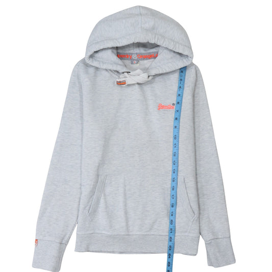 Superdry Womens Grey Pullover Hoodie Size L Drawstring Pockets