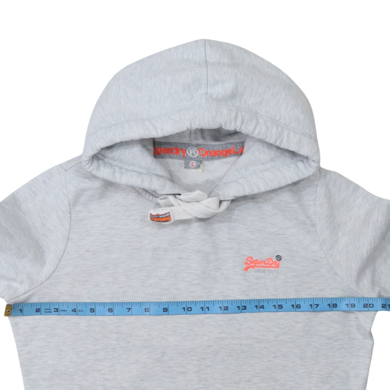 Superdry Womens Grey Pullover Hoodie Size L Drawstring Pockets