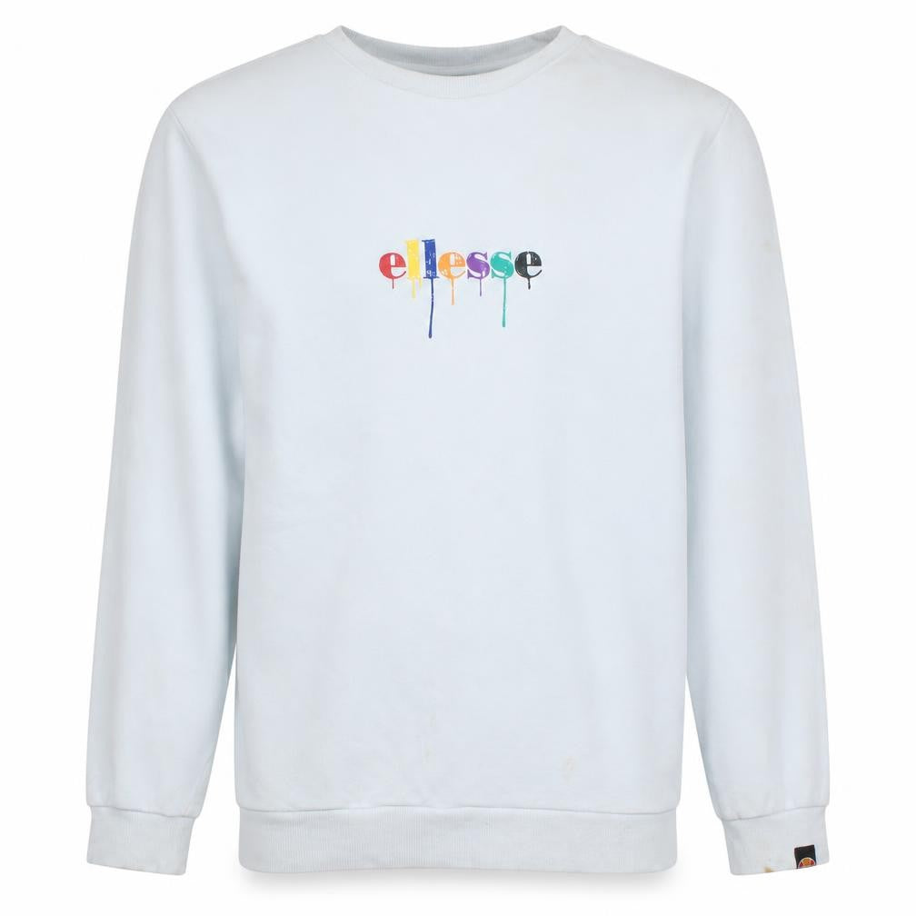 Ellesse Men’s White Pullover Sweatshirt L Logo Graphic Cotton Blend