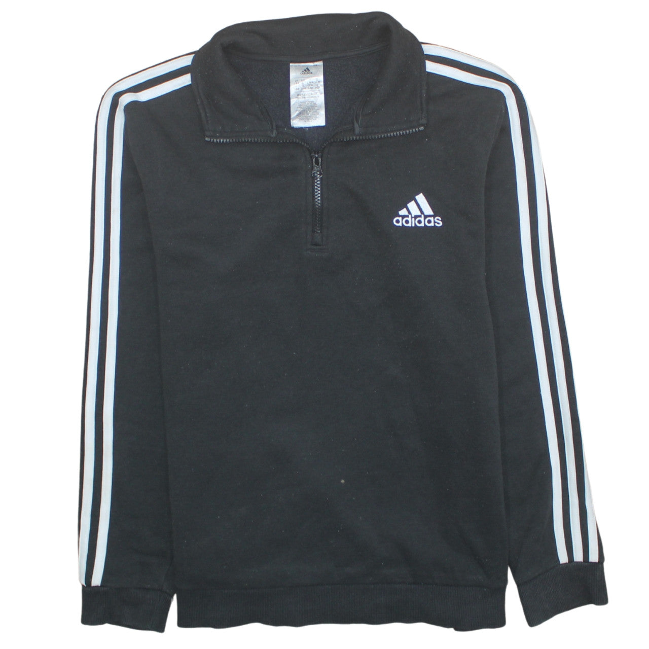 Adidas Women Black 1/2 Zip Sweatshirt L 16-18 Regular Pullover Fleece
