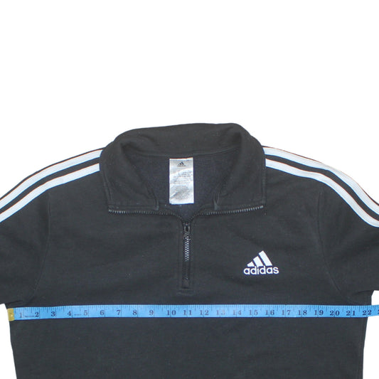 Adidas Women Black 1/2 Zip Sweatshirt L 16-18 Regular Pullover Fleece