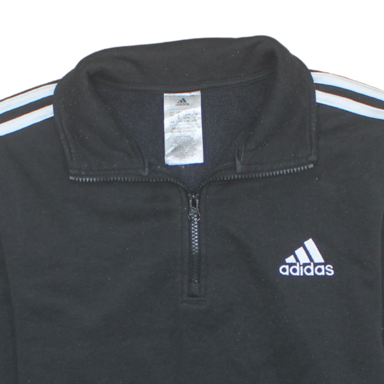 Adidas Women Black 1/2 Zip Sweatshirt L 16-18 Regular Pullover Fleece