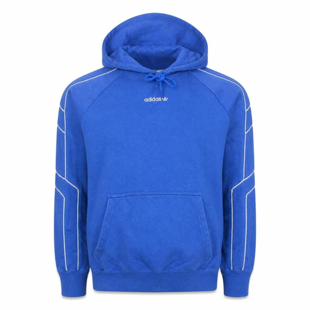 Front view of Adidas Men's Blue Pullover Hoodie Medium Fleece Sportswear