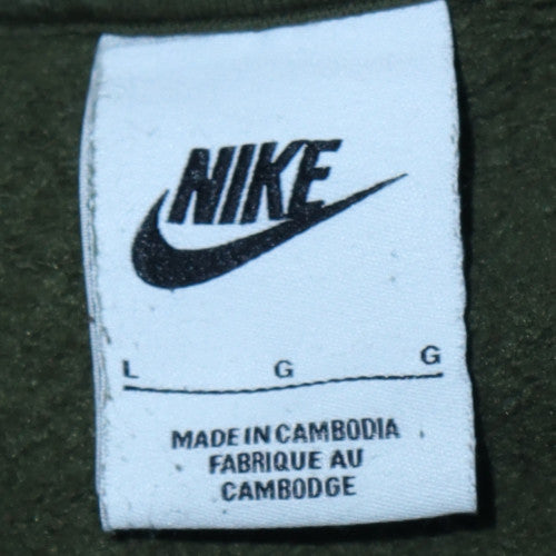 Nike Men's Green Pullover Hoodie L Regular Fit Logo Fleece Sweatshirt