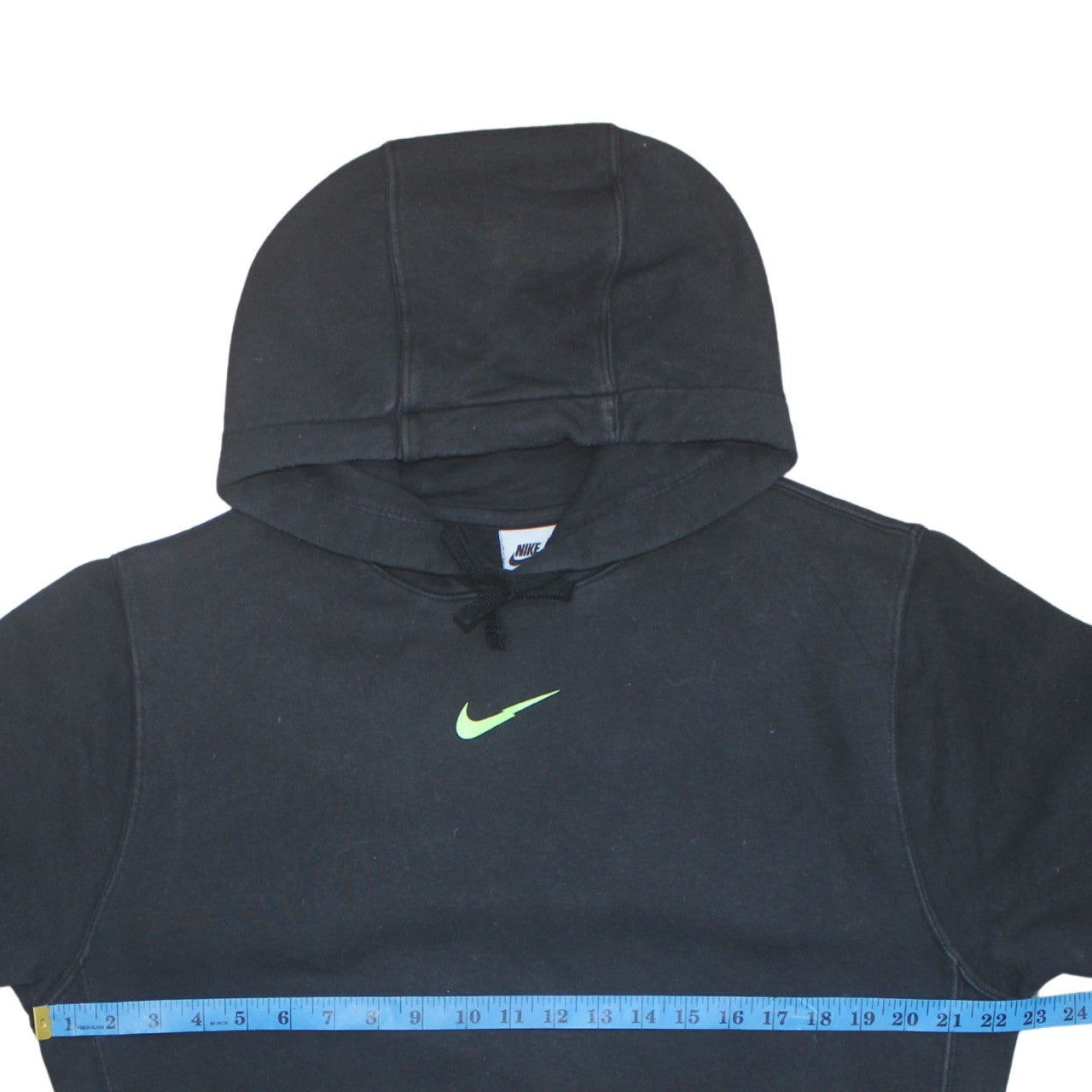 Nike Mens Black Pullover Hoodie S Green Logo Fleece Sweatshirt