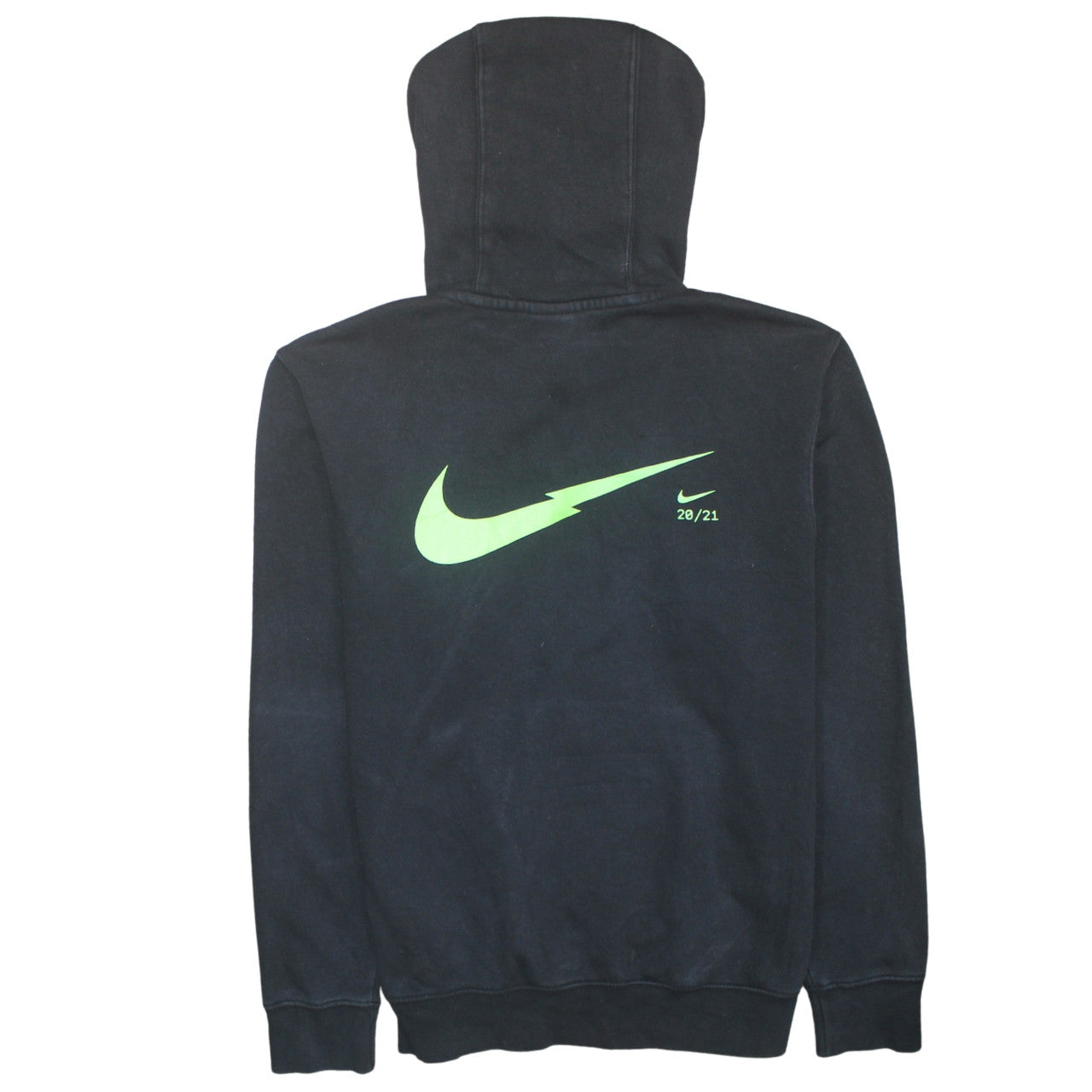 Nike Mens Black Pullover Hoodie S Green Logo Fleece Sweatshirt