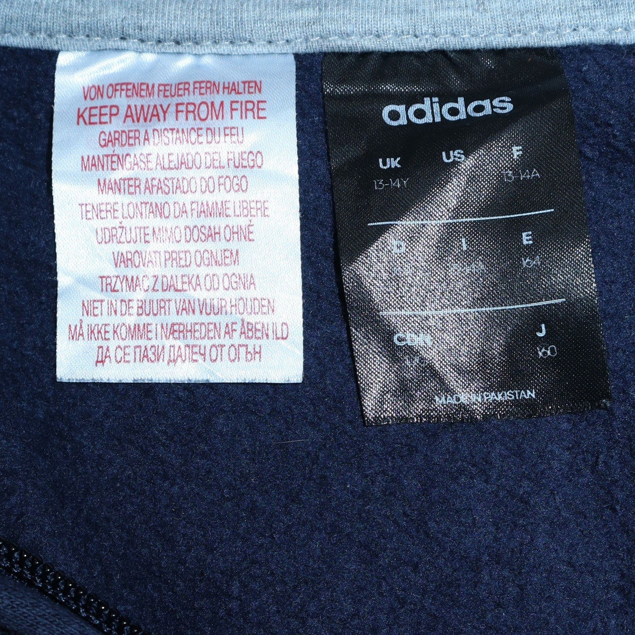 Adidas Boys Blue & Grey Full Zip Hoodie 13-14 Years Sports Fleece