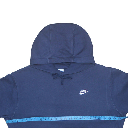 Nike Mens Blue Pullover Hoodie Medium Fleece Logo Sweatshirt