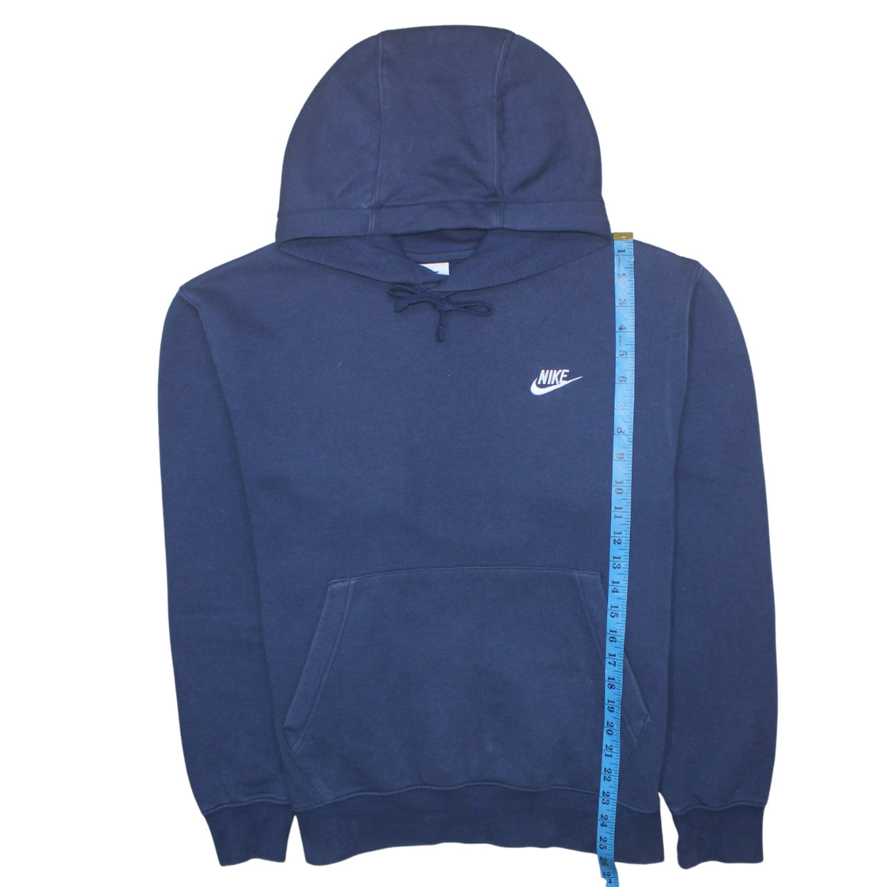 Nike Mens Blue Pullover Hoodie Medium Fleece Logo Sweatshirt