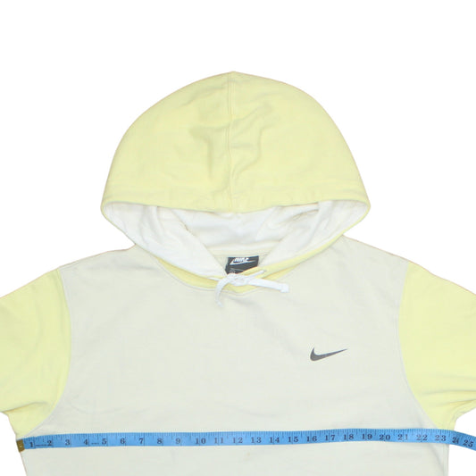 Nike Womens Yellow & White Pullover Hoodie Medium Cotton Blend