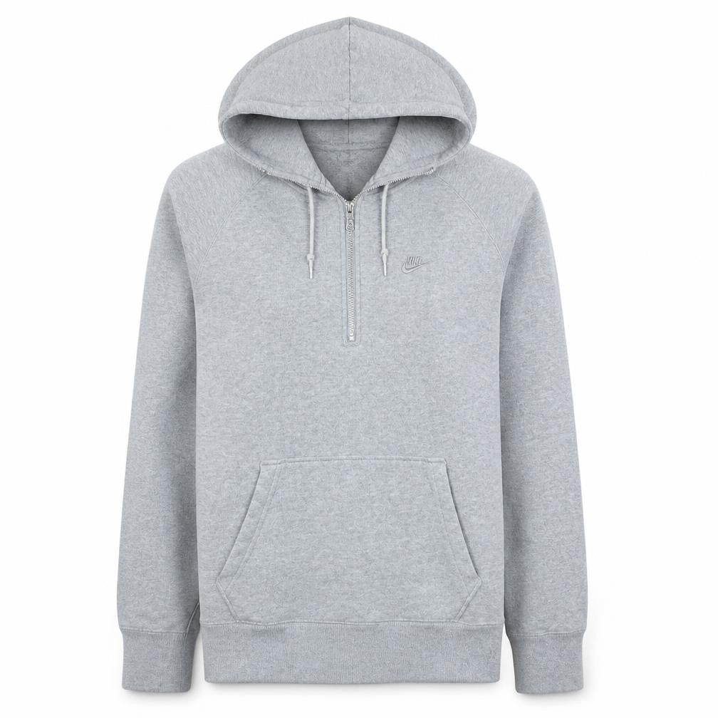 Nike Women Grey 1/2 Zip Hooded Pullover Sweatshirt L Cotton
