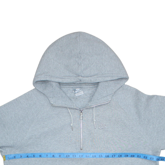 Nike Women Grey 1/2 Zip Hooded Pullover Sweatshirt L Cotton