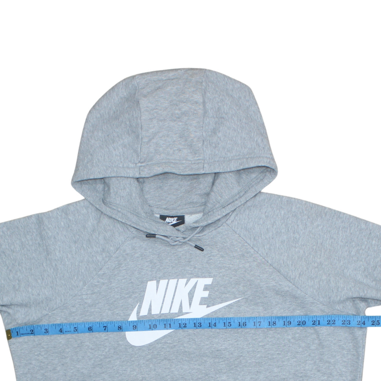 Nike Women Grey Pullover Hoodie L Cotton Blend Logo Casual