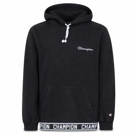 Champion Men's Black Pullover Hoodie Size L Logo Fleece Sweatshirt