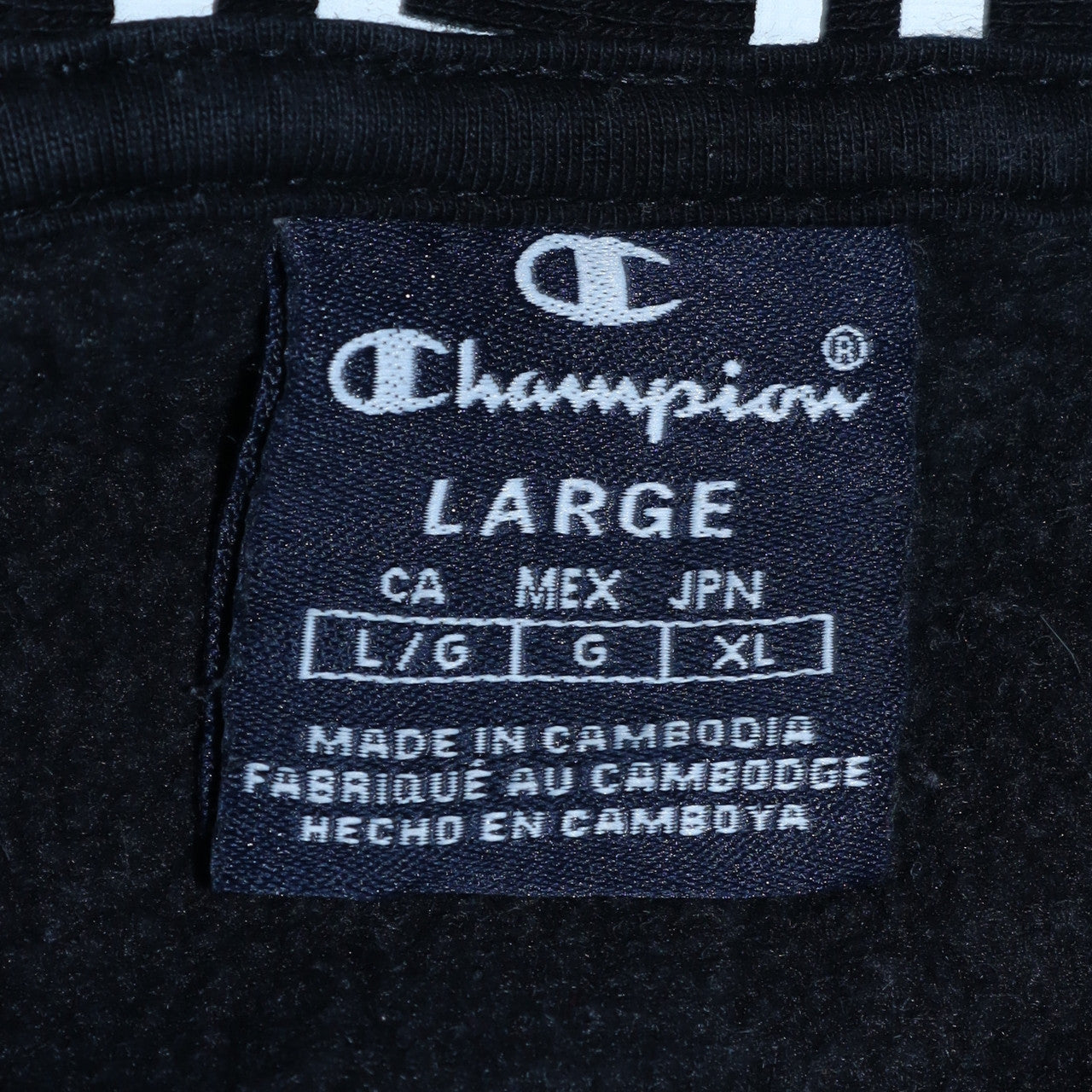Champion Men's Black Pullover Hoodie Size L Logo Fleece Sweatshirt