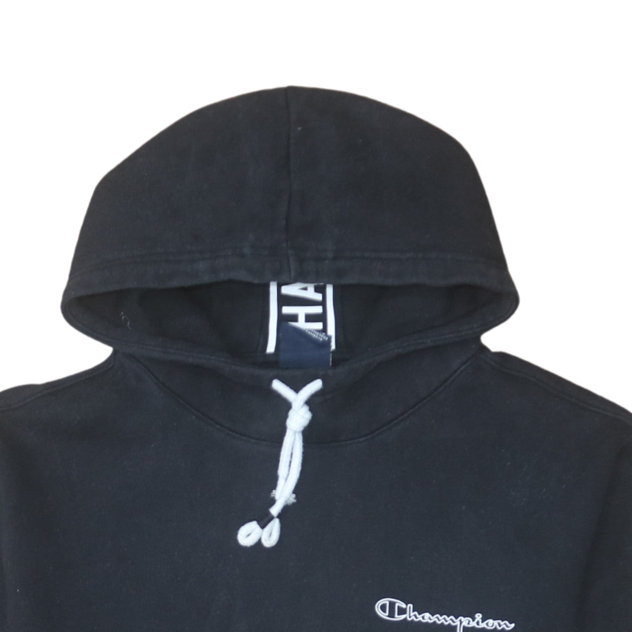 Champion Men's Black Pullover Hoodie Size L Logo Fleece Sweatshirt