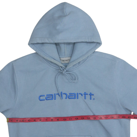 Carhartt Men's Blue Pullover Hoodie S Embroidered Logo Fleece