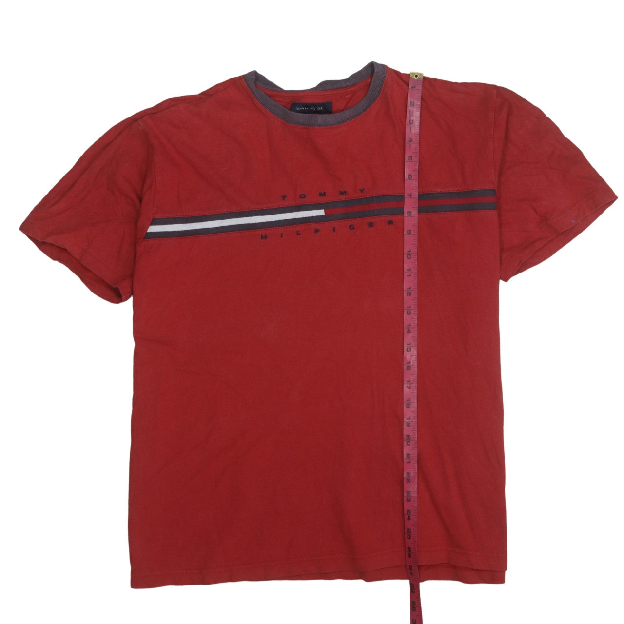 Tommy Hilfiger Men's Red XL Crew Neck Logo T-Shirt