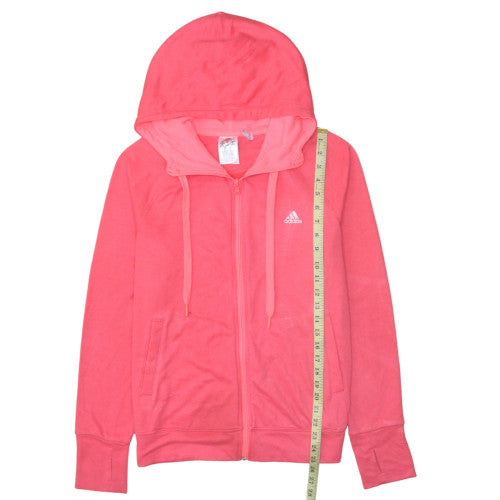 Adidas Womens Pink Full Zip Hoodie M 12-14 Hooded Sweatshirt