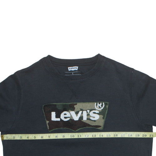 Levi's Men's Black Camouflage Logo Crew Neck Sweatshirt L