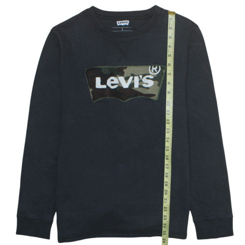 Levi's Men's Black Camouflage Logo Crew Neck Sweatshirt L