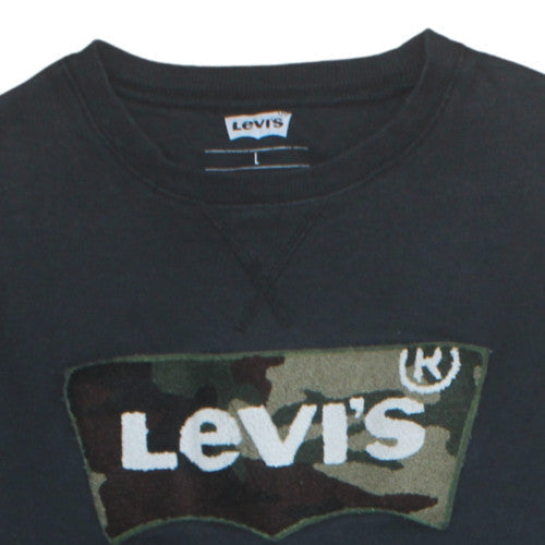 Levi's Men's Black Camouflage Logo Crew Neck Sweatshirt L