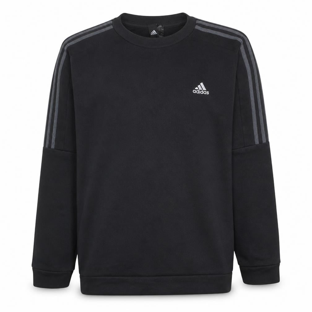 Front view of Adidas men’s black pullover sweatshirt l sports fleece crew neck
