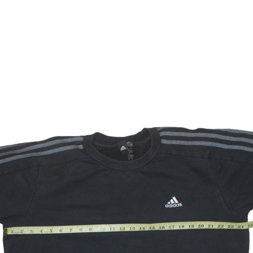 Adidas Mens Black Pullover Sweatshirt L Sports Fleece Crew Neck