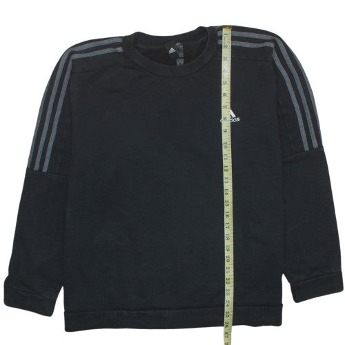 Adidas Mens Black Pullover Sweatshirt L Sports Fleece Crew Neck