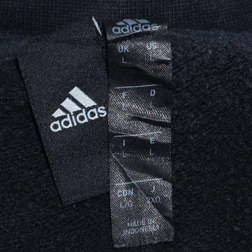 Adidas Mens Black Pullover Sweatshirt L Sports Fleece Crew Neck