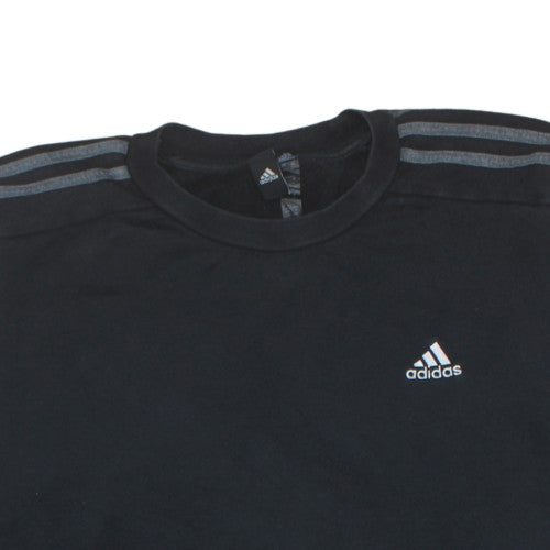 Adidas Mens Black Pullover Sweatshirt L Sports Fleece Crew Neck