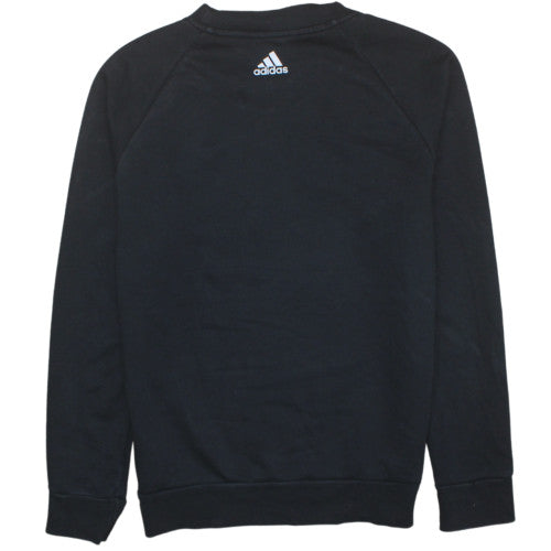Adidas Womens Black Medium Pullover Sweatshirt Crew Neck Logo Print
