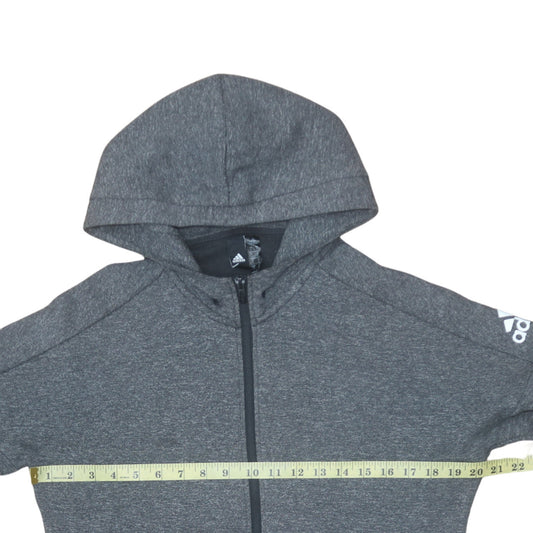 Adidas Men Grey Full Zip Hoodie Small Regular Fit Sportswear
