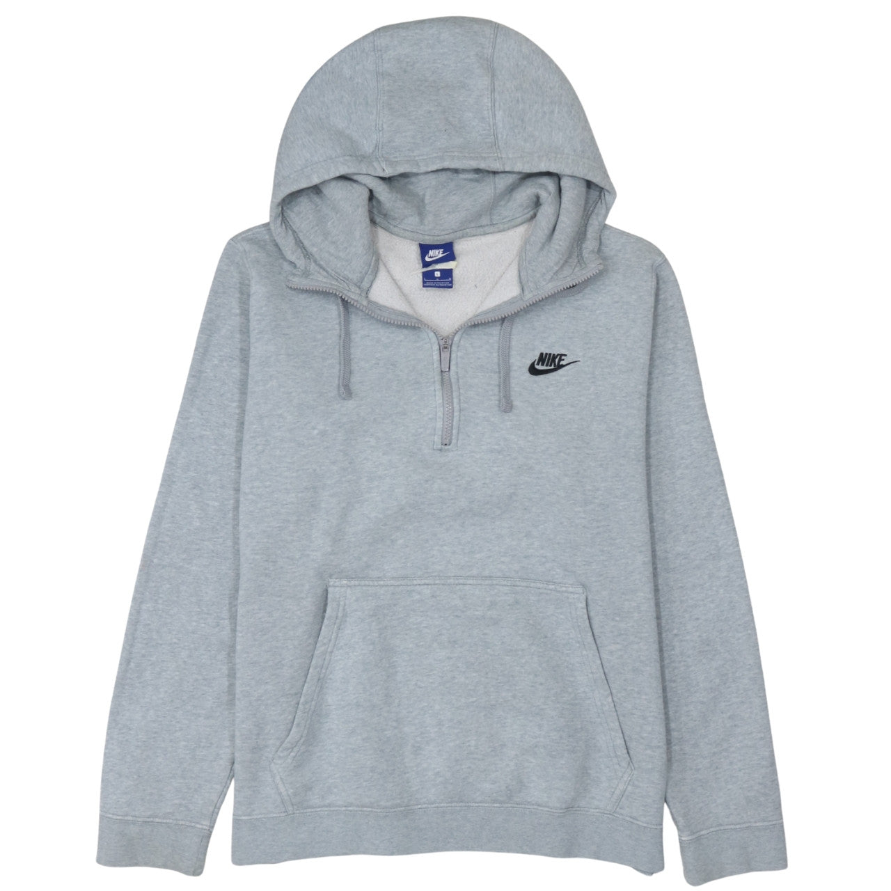 Nike Men's Grey 1/4 Zip Pullover Hoodie L Fleece Logo Sweatshirt