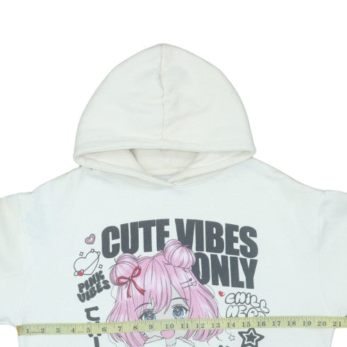 Zara Girls White Anime Graphic Pullover Hoodie Size 13-14 Years