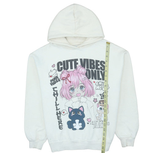 Zara Girls White Anime Graphic Pullover Hoodie Size 13-14 Years