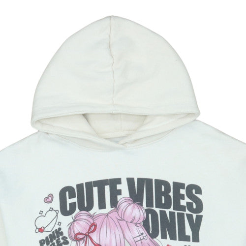 Zara Girls White Anime Graphic Pullover Hoodie Size 13-14 Years