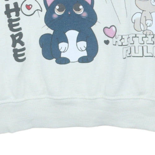 Zara Girls White Anime Graphic Pullover Hoodie Size 13-14 Years