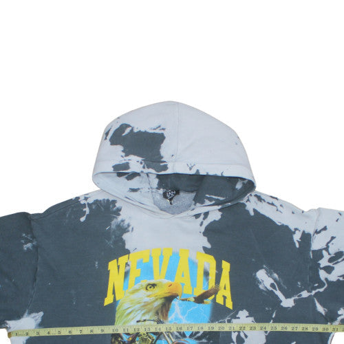 boohooMAN Men's Grey Tie-Dye Nevada Graphic Pullover Hoodie 3XL