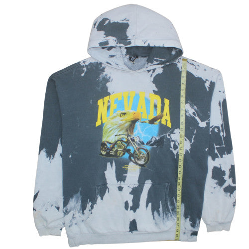 boohooMAN Men's Grey Tie-Dye Nevada Graphic Pullover Hoodie 3XL