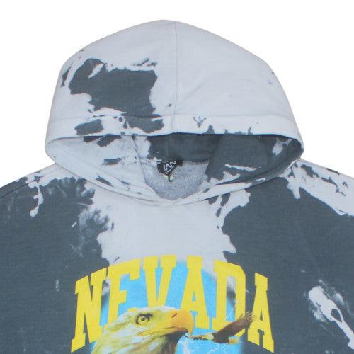 boohooMAN Men's Grey Tie-Dye Nevada Graphic Pullover Hoodie 3XL