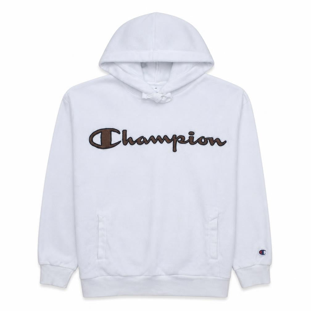 Champion Women's White Small Pullover Hoodie with Logo Detail