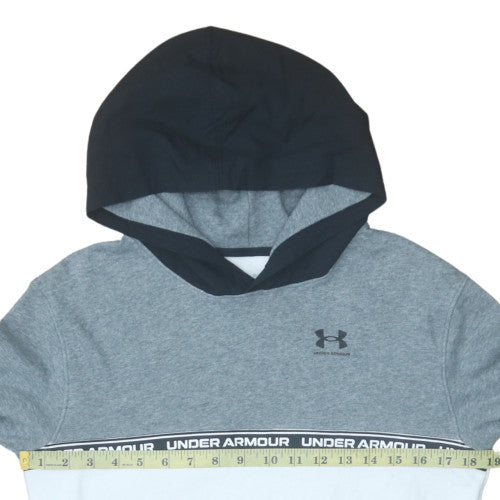 Under Armour Teens Grey Pullover Hoodie Regular Fit Logo Fleece 164