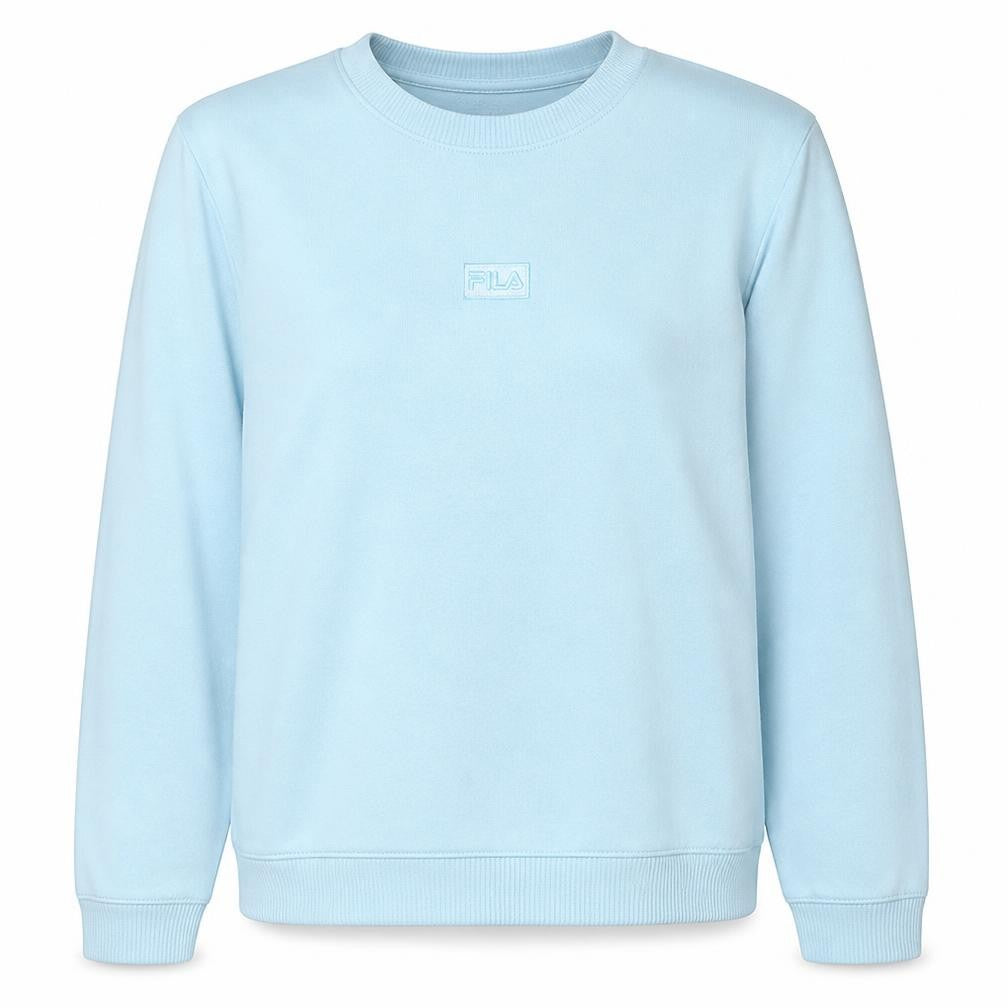 FILA Women Sky Blue Crew Neck Pullover Sweatshirt L Cotton Blend